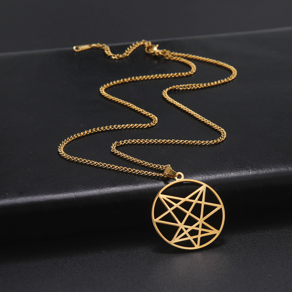 Dawapara Order of The Nine Angels Satanic Pendant Necklaces Sacred Geometric Enneagram Amulet Stainless Steel Jewelry