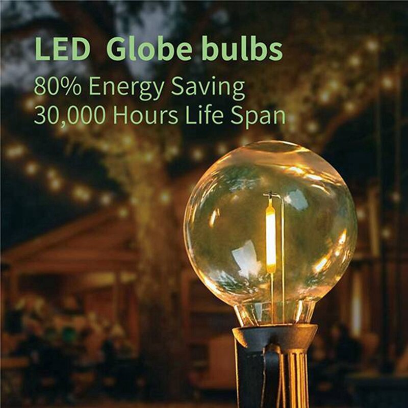 6Pcs G40 Led Vervanging Lampen, e12 Schroef Base Onbreekbaar Led Globe Lampen Voor Solar String Lights Warm Wit