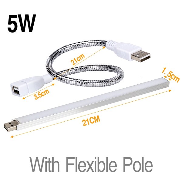 Usb led plantelys fuldt spektrum 3w 5w dc 5v fleksible vækstlys phyto lampe til havehus blomst hydroponisk ir uv dyrkning: 5w med stang