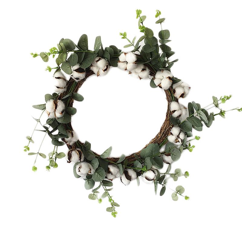 TOPATY 26 cm Simulatie Droge Katoenen Krans Deur Ring Kerst Decoratie Garland voor Thuis Deur Party Decoratie
