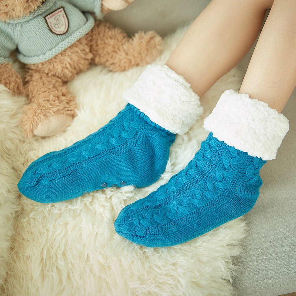 Kerst Sokken Vrouwen Katoenen Sokken Print Dikkere Plus Fluwelen Anti-Slip Vloer Sokken Winter Warm Tapijt Sokken Dames Grappig sokken
