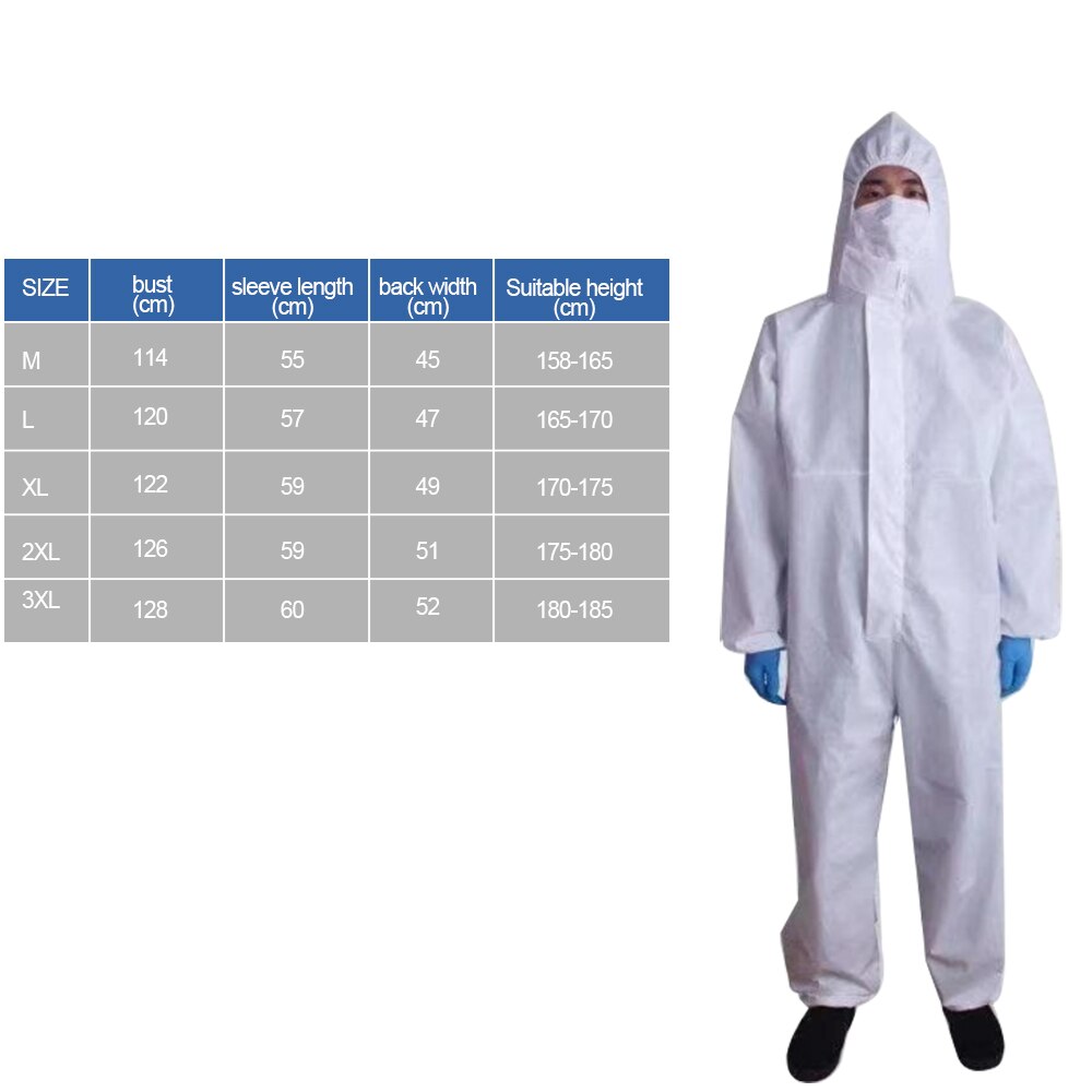 Høj antibakteriel engangsovertræk beskyttelsestøj åndbar hættejakke med elastiske manchetter ankler hættetrøje støvtæt