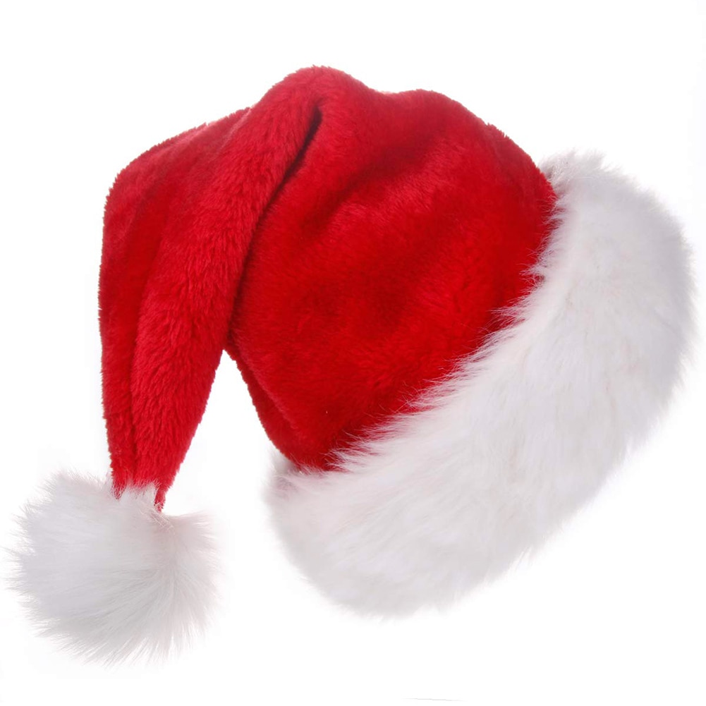 Santa Claus Caps Hat with Plush Trim Comfortable for Christmas Party Costume natal santa hat bonnet noel HTQ99