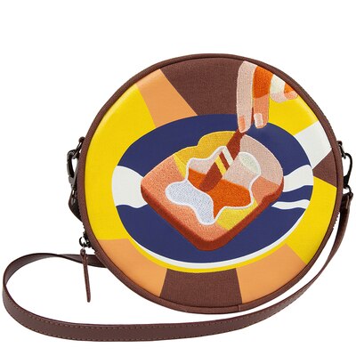 Tanto loja yizi 2019 moda design original nova lona bordado redondo bolsa de ombro único para mulher: Amarelo