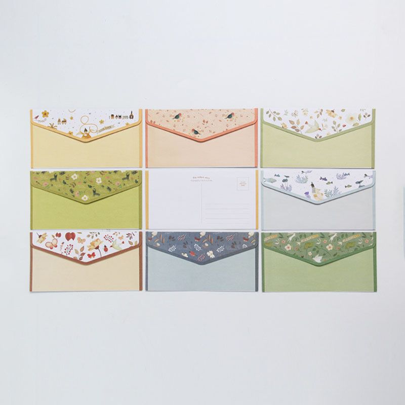 Mooie briefpapier envelop bloemig schattig cartoon set briefhoofd klein fris 831d