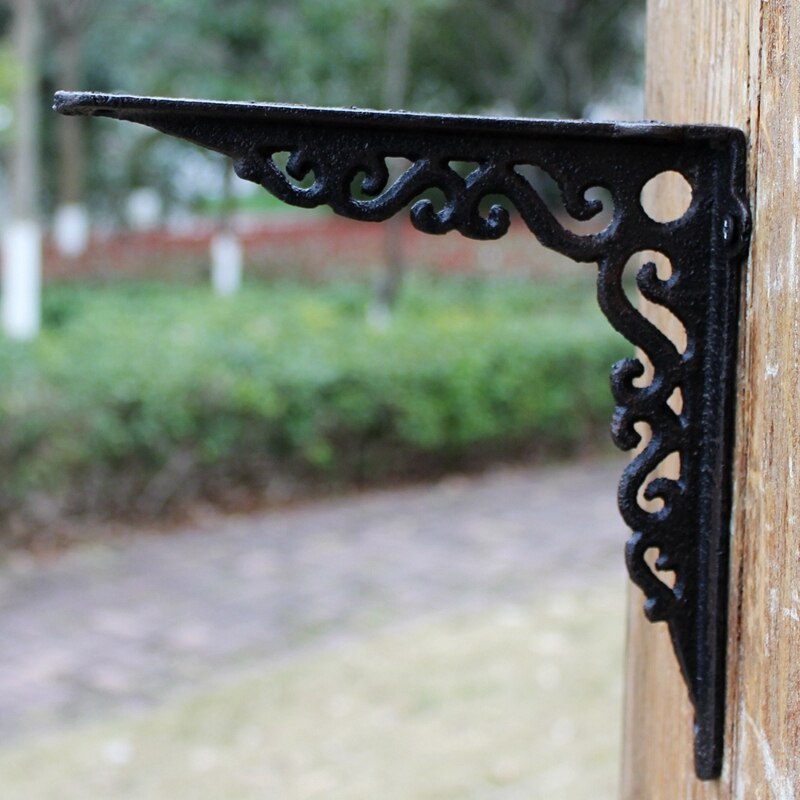 Cast Iron Craftwork Tabletop Triangle Support Frame Bracket Bookshelf Shelf Bracket Fixed Bearing Tripod