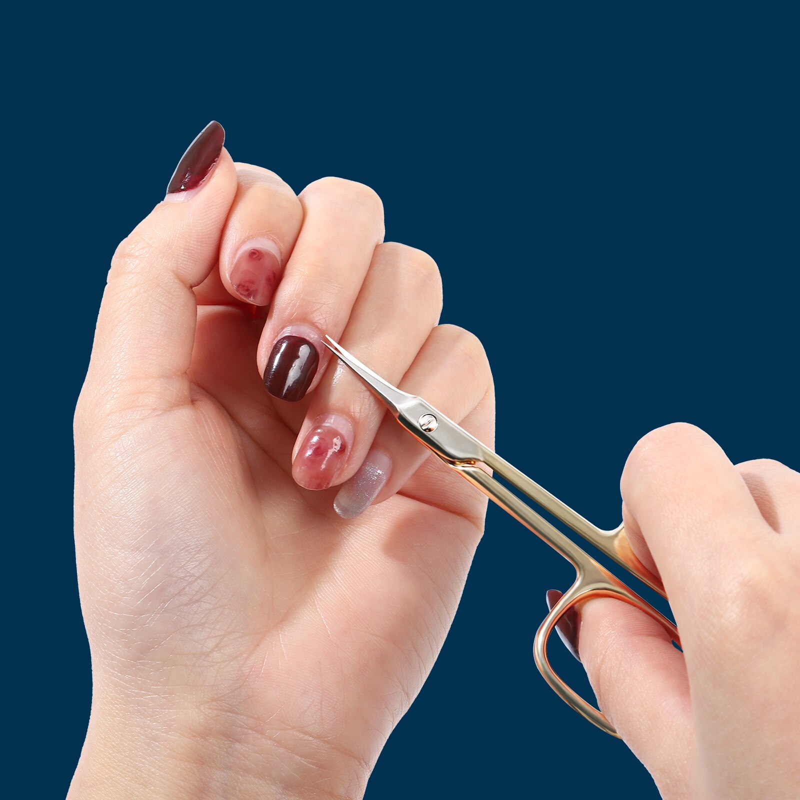 Tijeras de manicura rusas, tijeras de punta curva, de acero inoxidable, removedor de piel muerta, cortaúñas, herramientas de salón de belleza