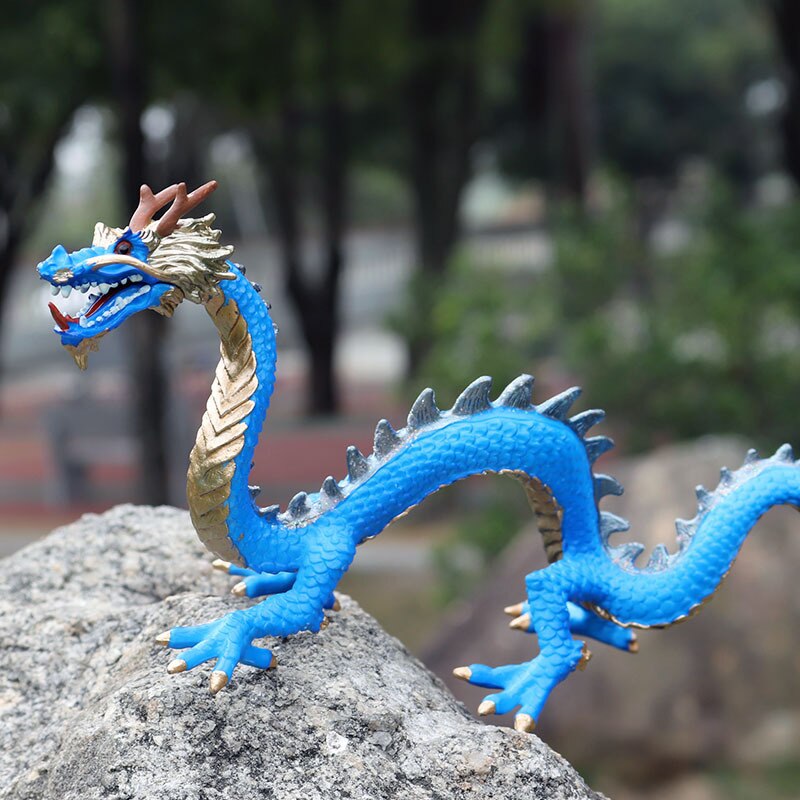 Jouet modèle de Dragon bleu Shenlong Jiaolong, 24x8x11cm, mythologie et légende orientale, Dragon chinois