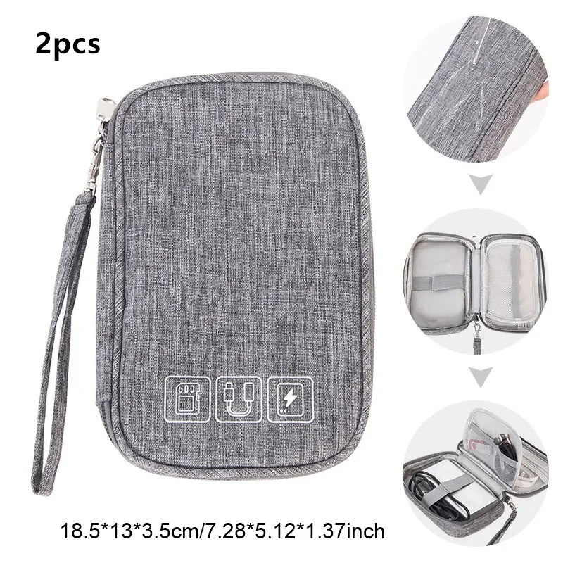 kabelopbergtas Elektronische organizer Digitale oplader Draden USB Power Pouch Draagbare reisaccessoires Benodigdheden: WHITE