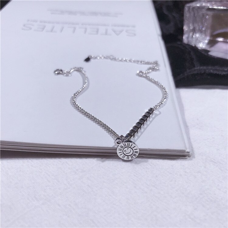 Statement Lachend Gezichtsuitdrukking Hanger Enkelband Echt 925 Sterling Zilveren Vrouwen Enkelband: Default Title