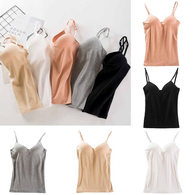 Women Padded Bras Vest Adjustable Strap Camis Vest Ladies Tank Tops