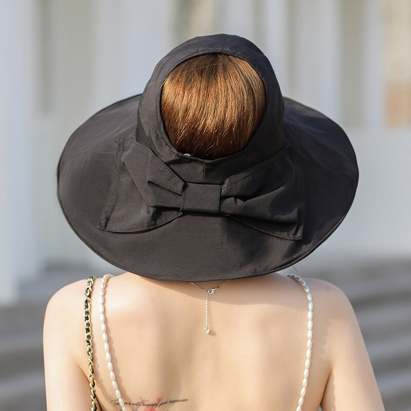 Zomer Hoeden Voor Vrouwen Lente Zomer Brede Rand Zonder Top Zon Hoeden Strik Cap Paardenstaart Hoed