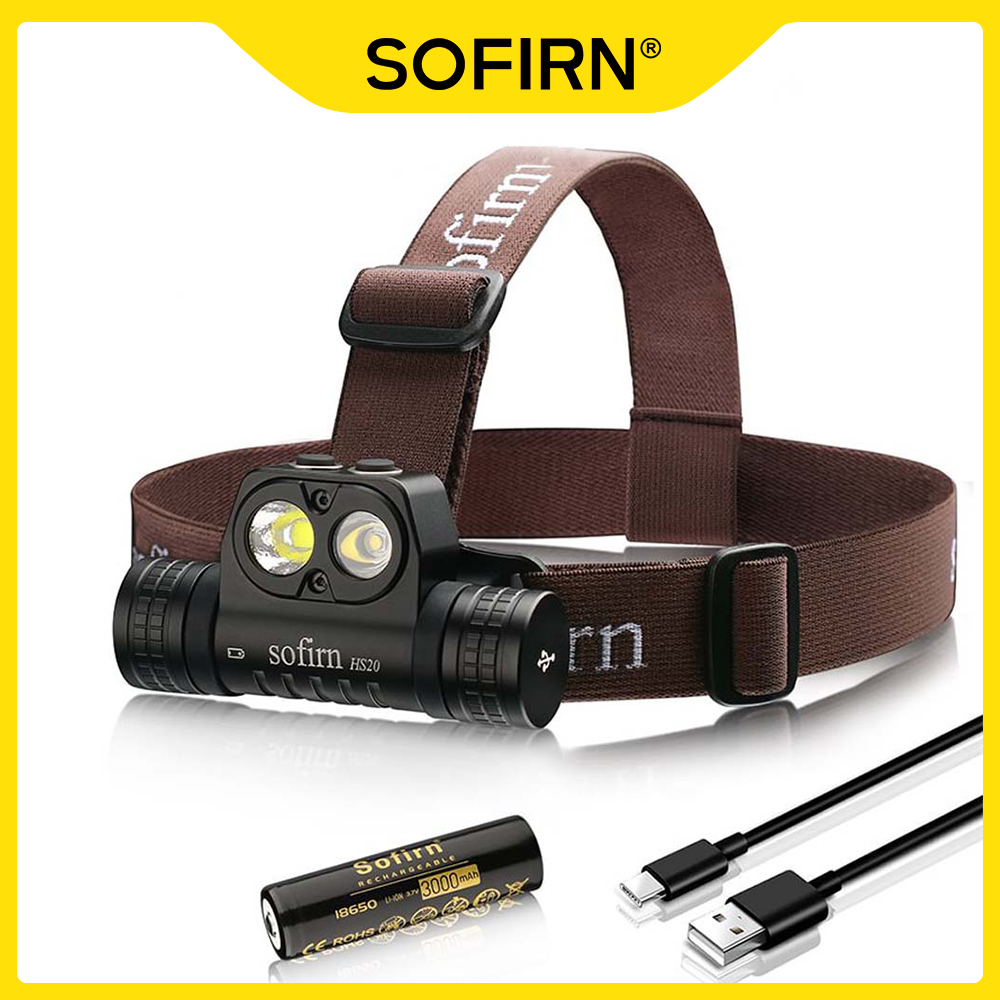Sofirn -hs20 usb  c 18650 uppladdningsbar led-pannlampa 2700lm kraftfulla pannlampor med dubbla blinkljusbrytare