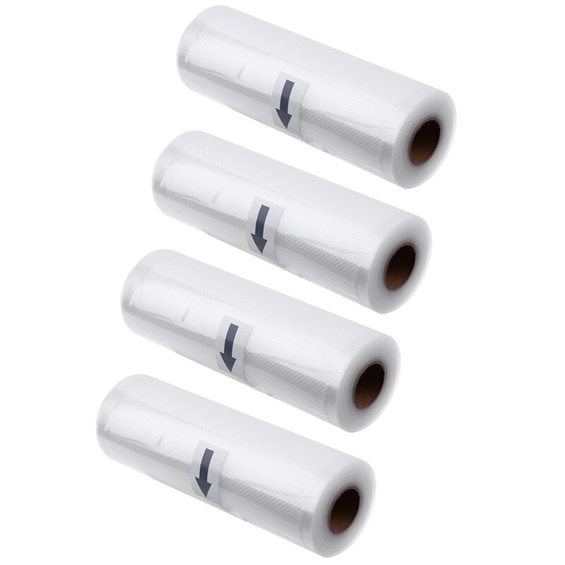 4 stk vakum forseglingsmaskin pakker poser for vakuumpakke maskin korn til innpakninger matforsegler (28 x 500cm)