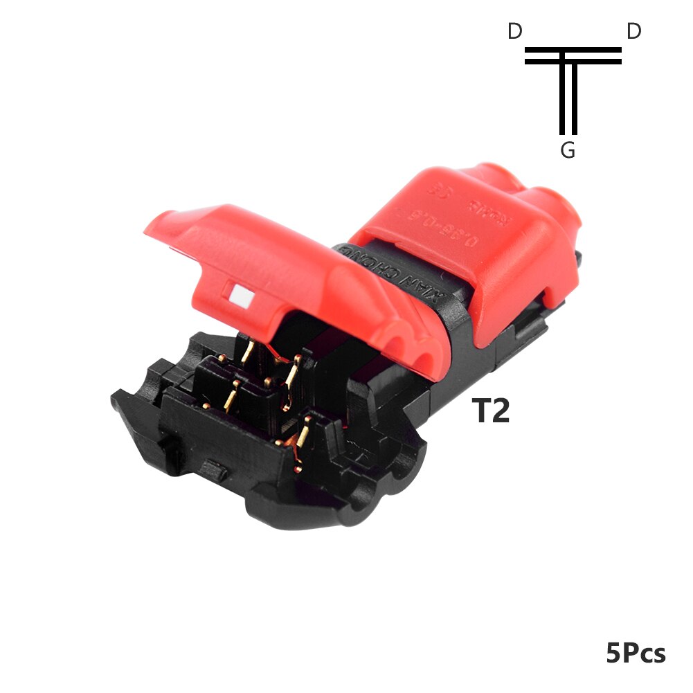 5 st snabb elkabel 1/2 stift det typ snabb för led strip bil el ledningskontakt tråd skarv kontakter 22-18 awg: Röd -t2
