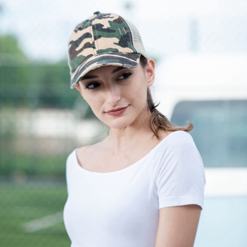 Baseball Cap Sunshade Breathable Cotton Ponytail Hat Headwear Outdoor Sports Wear With Adjustable Back Closure For Messy