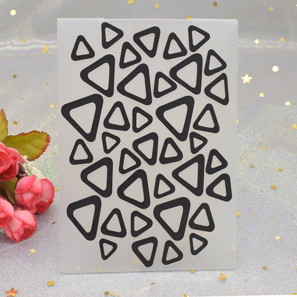 Geometric Triangle Pattern 3D Embossing Folders for DIY Scrapbooking Paper Card Making Plastic Embossing Template Stencil: Geometric triangle