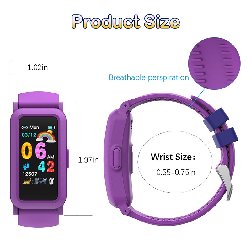 BingoFit FT907 Kids Smart Wristbands Waterproof IP68 Heart Rate Blood Pressure Tracker Sports SmartWatch Take Medicine Reminder