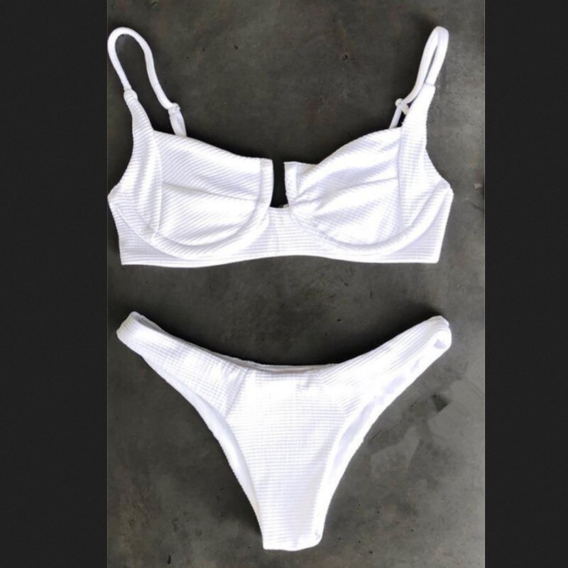Hirigin kvinder bandage push-up polstret bikini sæt stretch bodycon høj talje badetøj badedragt badedragt hvid sort: Hvid / M
