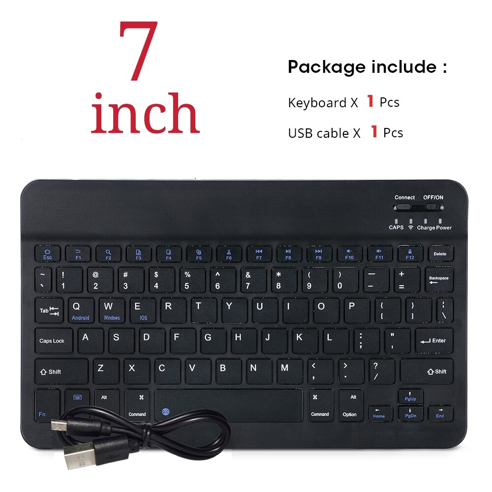 Bluetooth Keyboard Mouse French Arabic Spanish Teclado Sem Fio For Android Samsung Windows iPad Phone Tablet Wireless Keyboard: 7 inch black