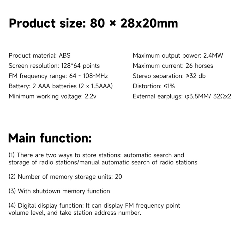 Portable Mini FM Radio Digital Display FM Receiver Retro FM Player Style DSP with Headphones Lanyard Radio Stations Speaker