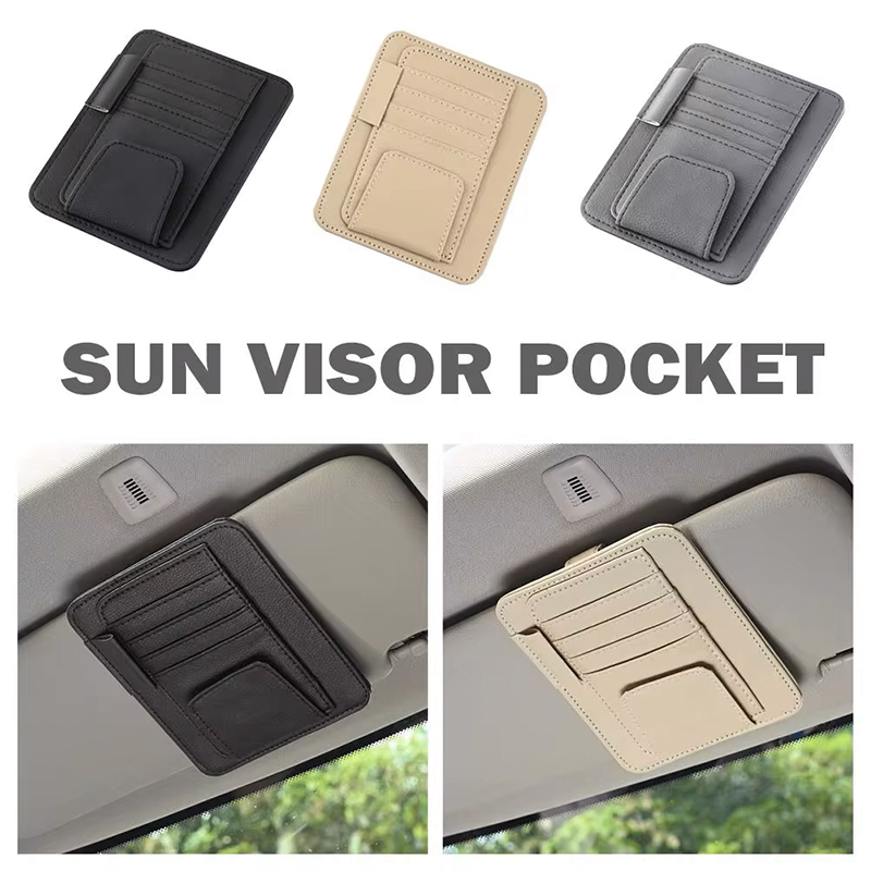 Car Sun Visor Multi-Pocket Glasses Holder Sunshade Card Bag For Renault Megane 2 3 4 Twingo Clio Talisman Captur Trafic Kwid Sce