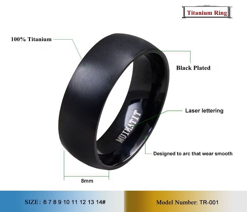 Meaeguet 8mm trendy echte titanium ringen voor dames heren zwarte vintage ringen trouwringen sieraden
