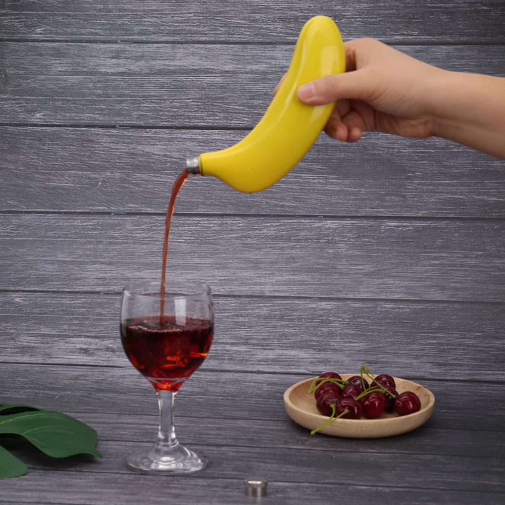 5 Oz Banana Stainless Steel Hip Flask Portable Banana Shape Yellow Liquor Whiskey Alcohol Pocket Bottle Bridesmaid