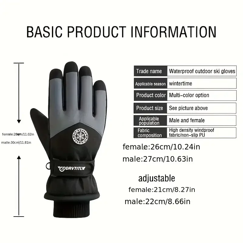 Gants de Ski gants d'hiver pour femmes hommes mitaines de Snowboard gants pour écran tactile motoneige moteur gant de neige thermique imperméable