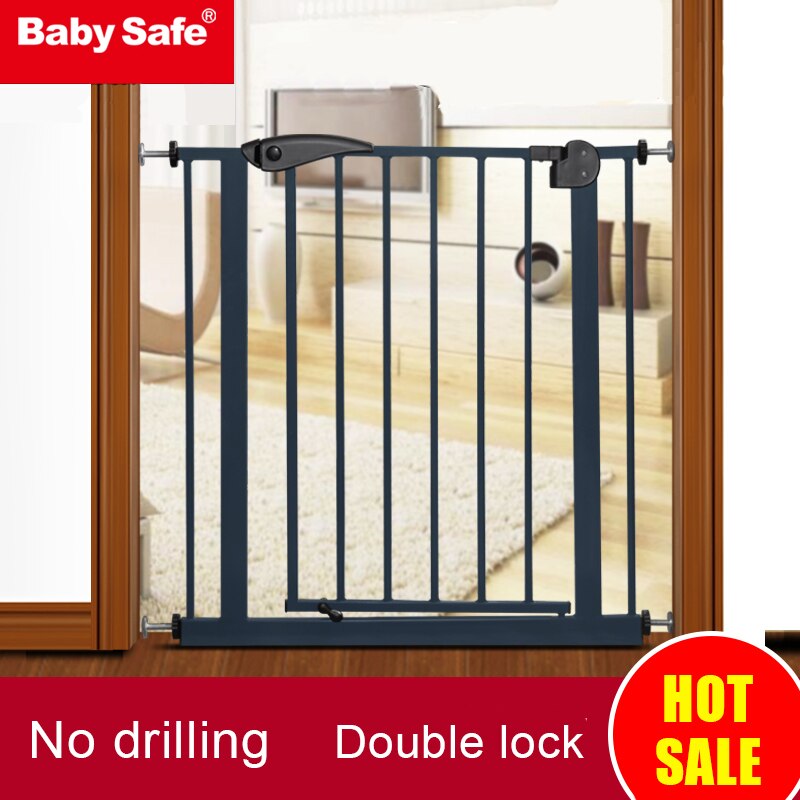 Puerta de Hierro de metal babysafe puerta de seguridad para bebés valla de aislamiento para mascotas 75-82cm de ancho Hong kong gratis