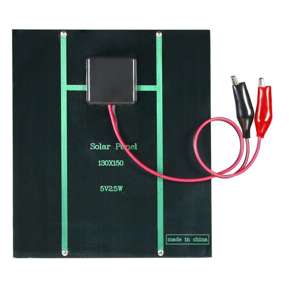 Célula Solar de 2,5 W y 5V para cargador, Panel Solar de silicio policristalino con pinzas de cocodrilo, DIY