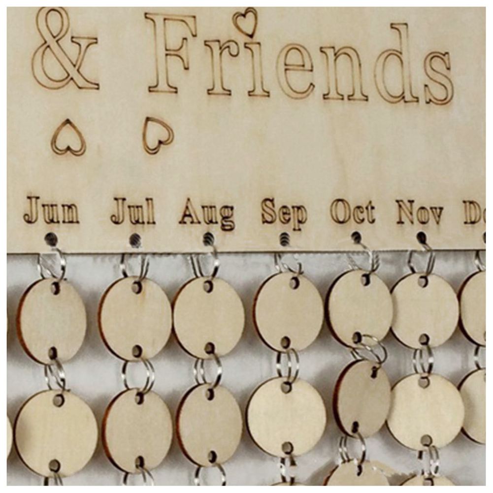 Tablero de recordatorio de cumpleaños DIY de madera para familia y amigos, calendario de Evento de madera para manualidades perpetuas, calendario colgante