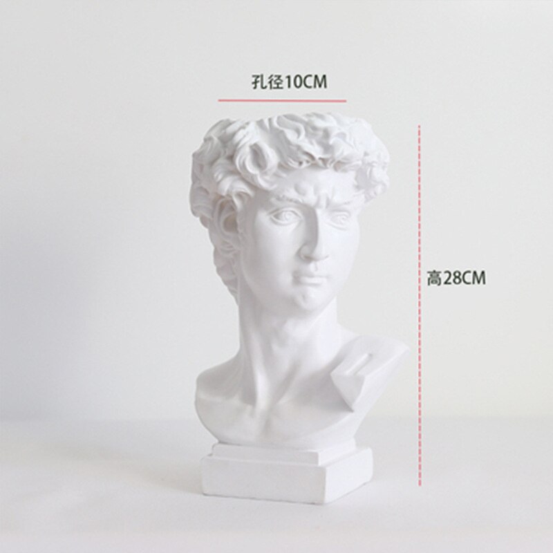 David sculpture plaster head makeup pen rinse birthday Christmas Eve tabletop decoration: Large David White