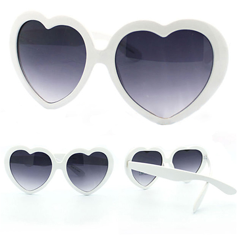 Gafas de sol con forma de corazón para mujer, anteojos de sol femeninos de metal, de de , a la , sin montura, transparentes, con protección UV400: Blanco