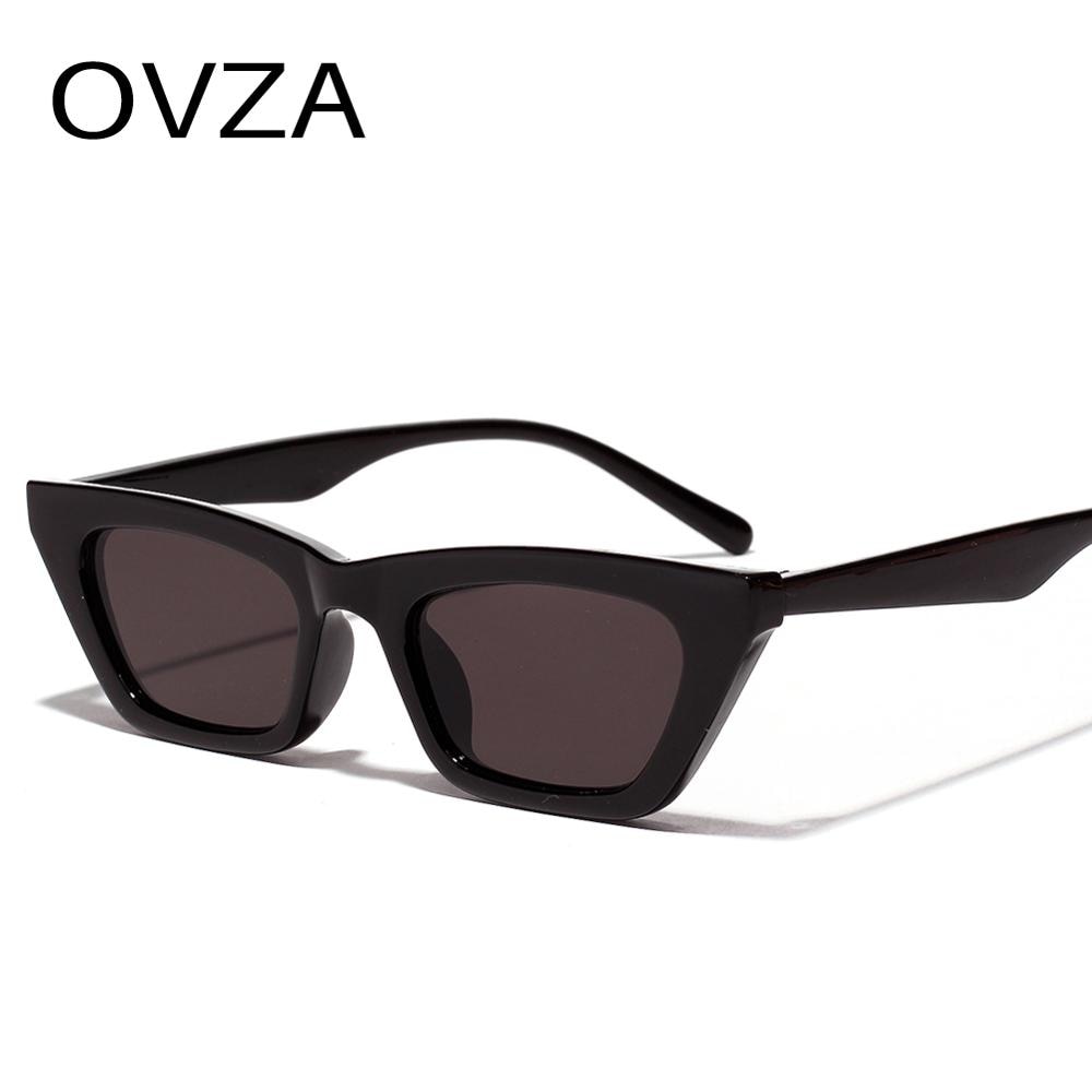 Ovza rektangel solbriller sorte solbriller til kvinder, anti-uv briller  s1001