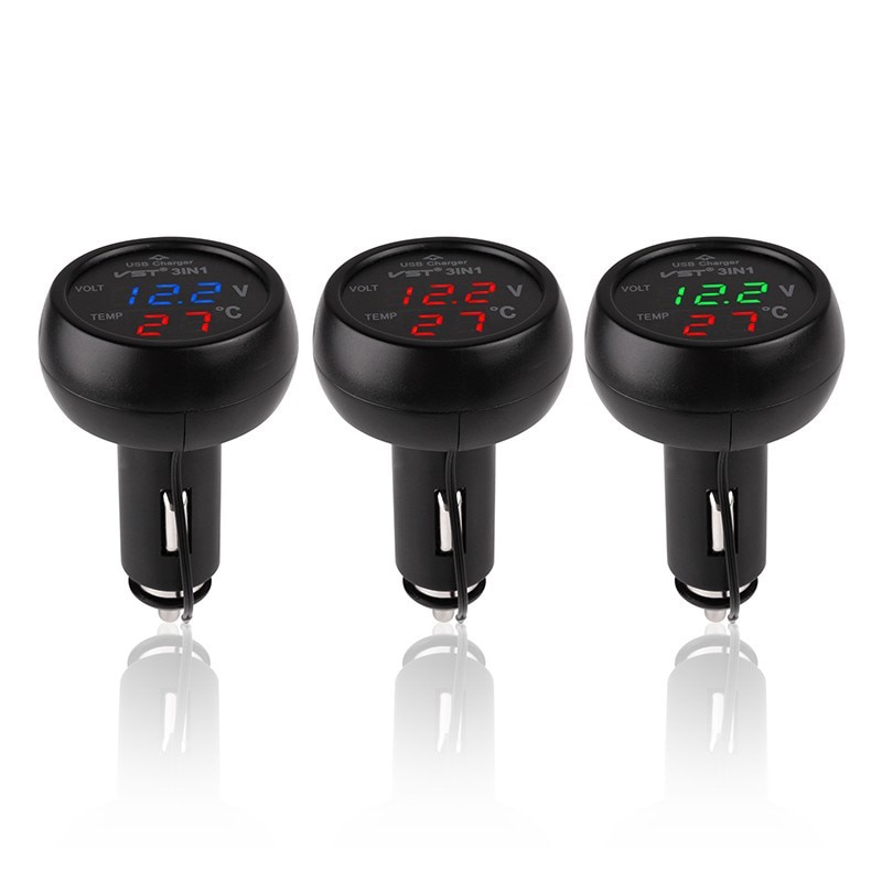 Led-auto sigarettenaansteker voltmeter thermometer auto vrachtwagen usb-lader 12v/24v autolader temperatuurmeter voltmeter