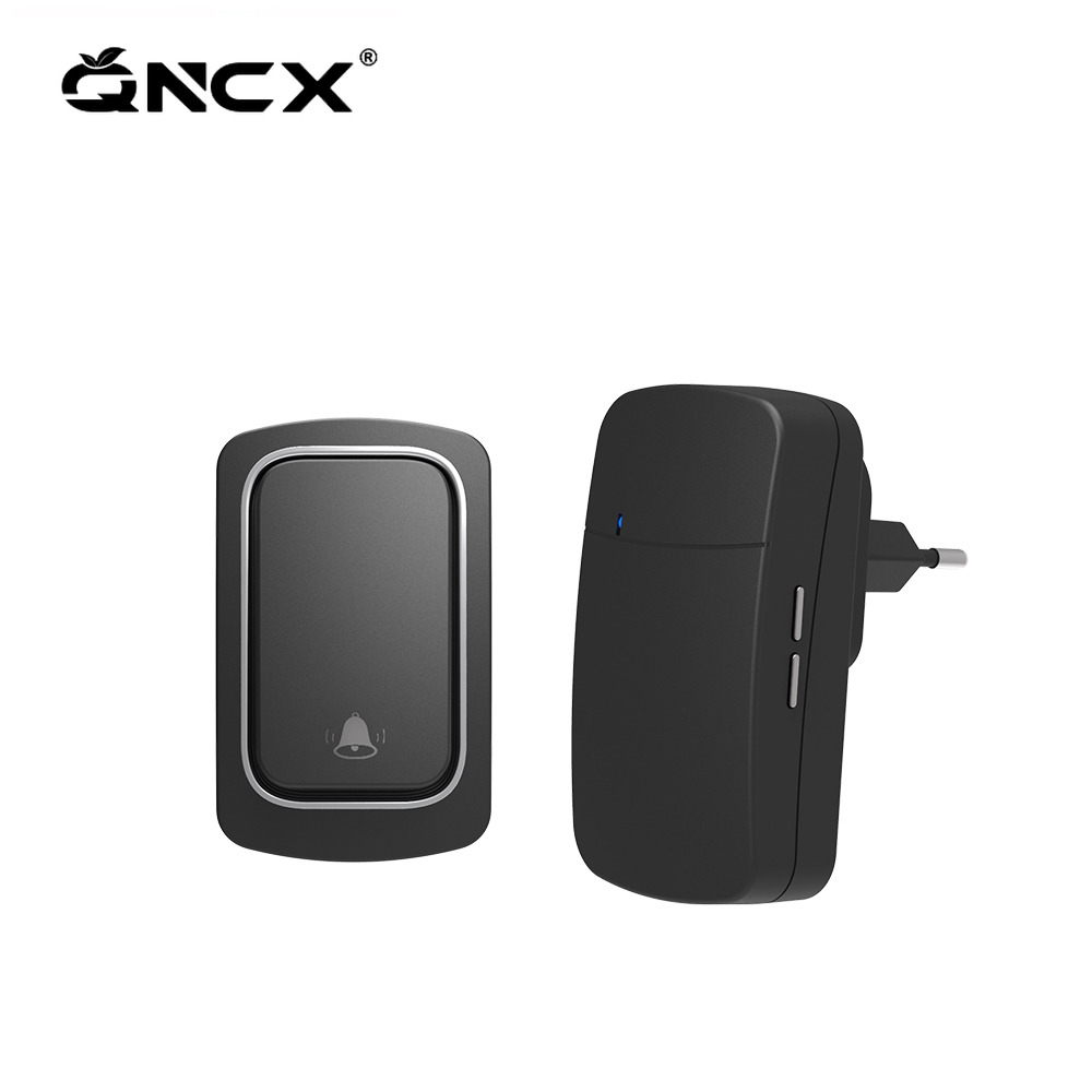 Qncx trådlös dörrklocka självdrivande ringklocka dörrklockor utan batteri knapp hem välkommen utomhus ding dong maskin us/eu: Röd