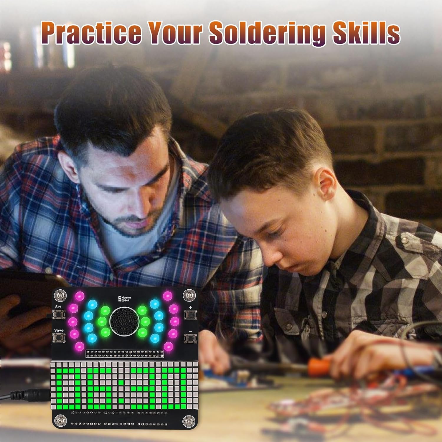 DIY Clock Soldering Project 4-Digit Digital Clock Electronic Practice Kit with LED Flashing Lights Temperature Date Display