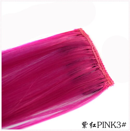 LIHUI-extensiones de cabello sintético para mujer, mechones de pelo largo y liso, con Clip, para resaltar, Color arcoíris, Color rosa: PINK3