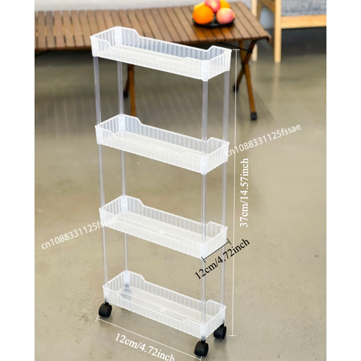Acrylic Clear Trolley Rack Movable Rolling Utility Cart Narrow Gap Storage Rack with Wheels Bathroom Removable Shelf 2/3/4 Layer: Licht Grün