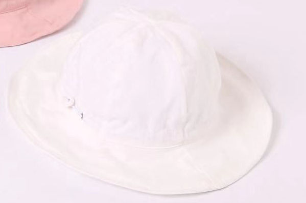 Sombrero de cubo amarillo para niños y niñas, gorro de playa Reversible de algodón, de ala ancha, de cumpleaños, H096D: White