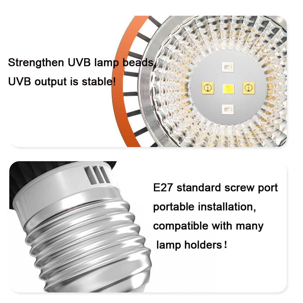 3w reptil lampa uva uvb 5.0 uvb 10.0 lmap led glödlampa sköldpadda sköldpadda ödla solar solljus uvb glödlampa belysning
