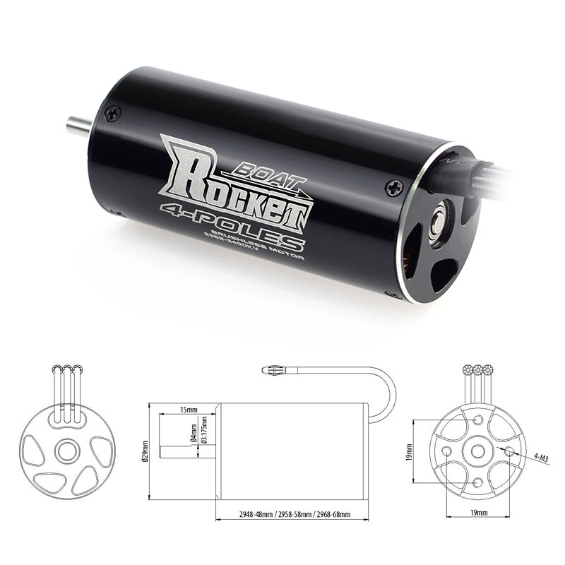 SURPASSHOBBY Rocket 2968 3400KV 3800KV Motor for Traxxas Blast Feilun FT011 FT012 600-800mm RC Boat Car