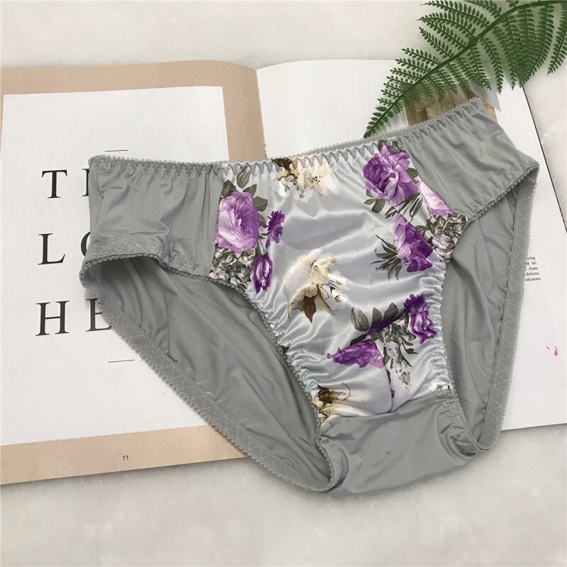 Sexy Mannen Ondergoed Zacht En Comfortabel Slips Gay Underpants Mannen Bloemen Patroon Slipje Slips Pouch Jockstrap: GRAY / M