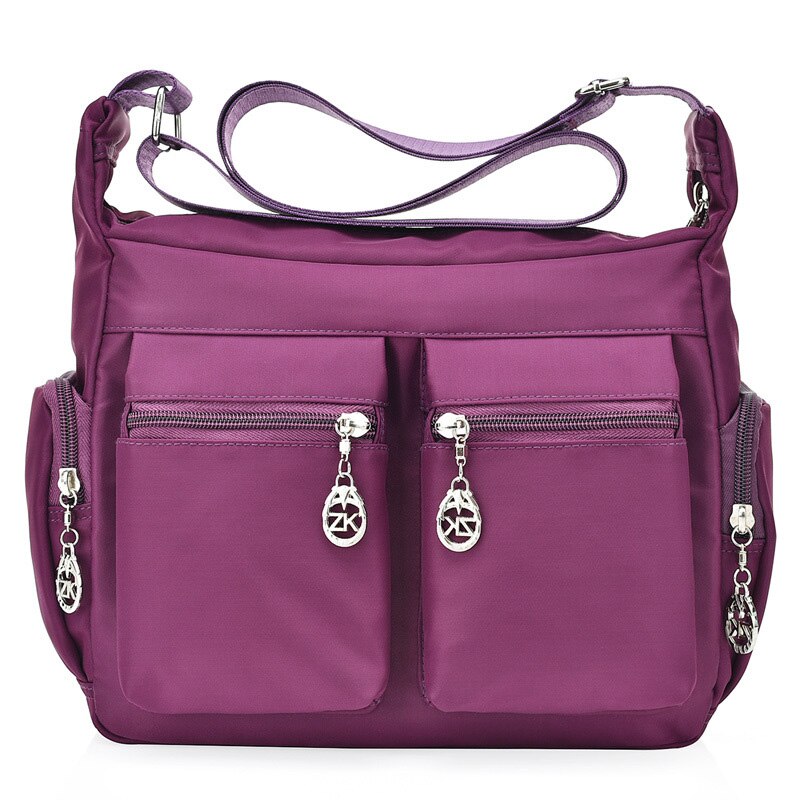 Women Handbag Messenger Bags Waterproof Nylon Multiple compartment Shoulder Bag Unisex Hobos bag: Purple 