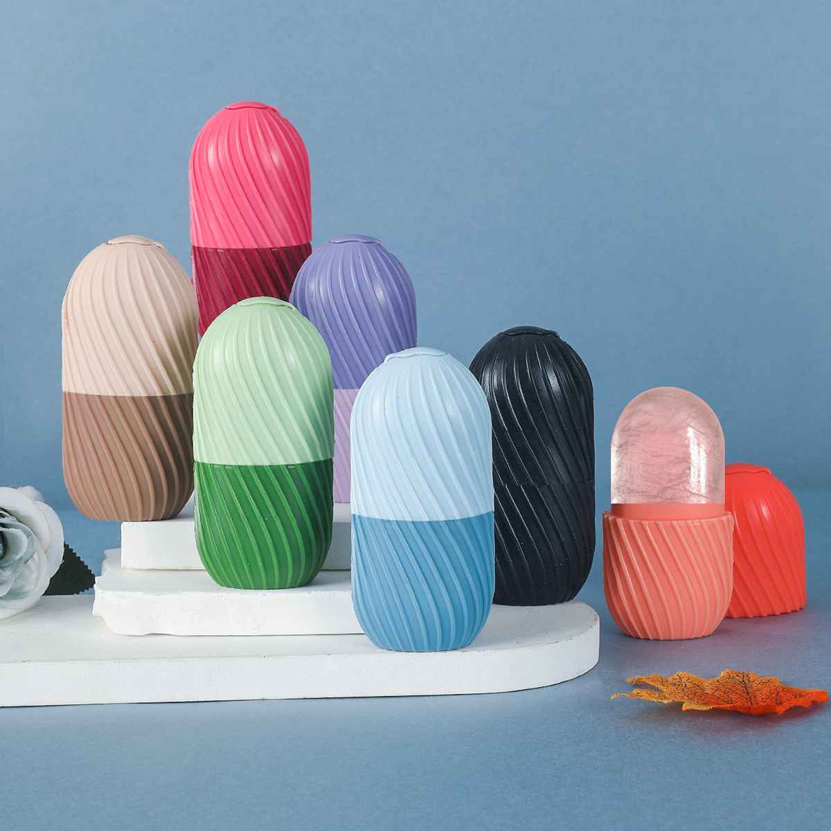 Rodillo Facial de hielo, cubo de hielo, masaje de belleza, molde de hielo de silicona para hinchazón de ojos, rodillo Facial de hielo, reduce los poros