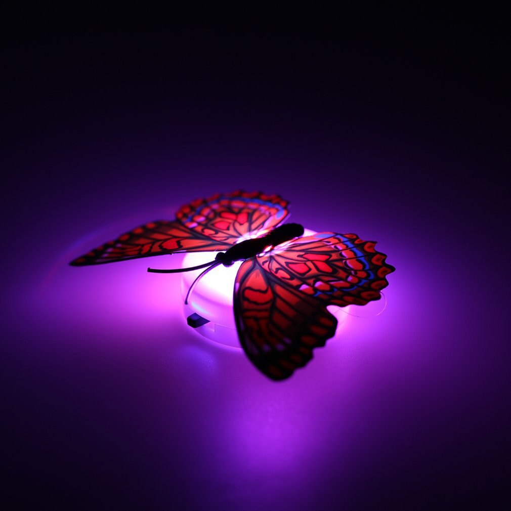 Colorful Changing Butterfly Led Night Light Lamp Home Room Wedding Party Desk Wall Decor With Suction Cup Children