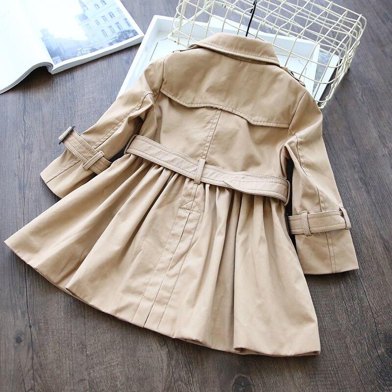 Trench-coat à longue ceinture pour fille, manteau coupe-vent d'automne pour enfant de 2, 3, 4, 5, 6, 7, 8, 9, 10, 11 ans