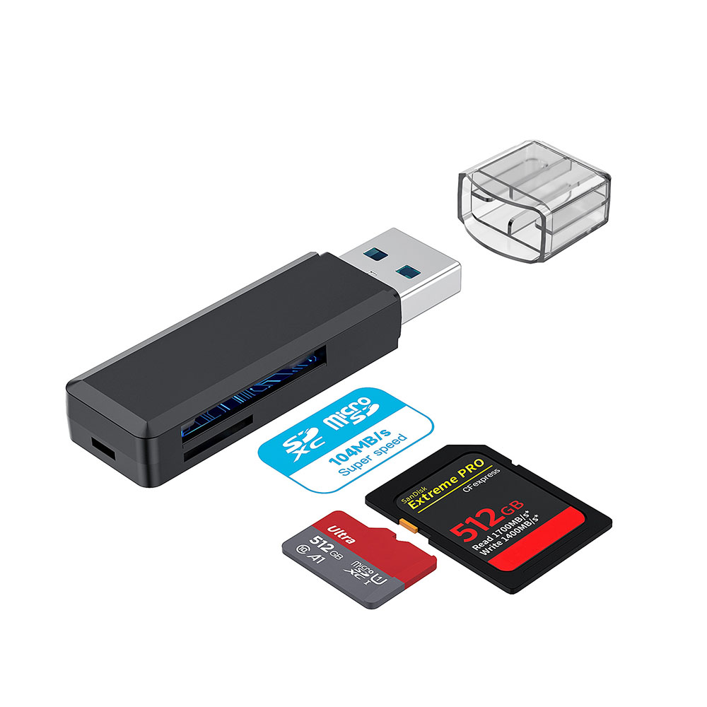 Usb 3.0- kortläsare micro sd hc xc tf mimc rsmmc minneskortskrivare view-adapter dongle led-lampa dator bärbar dator minnesförlängare