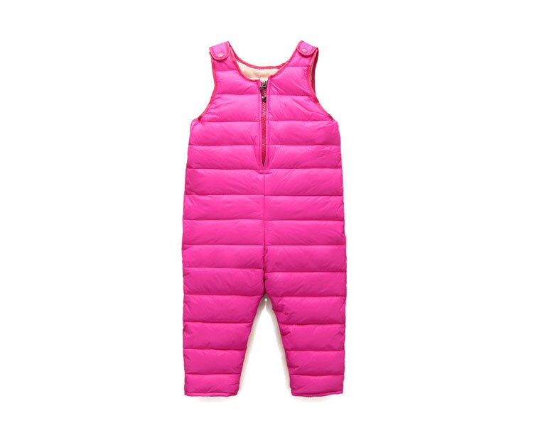 Boys Down Overalls Children Clothing Baby Outside Jumpsuit Winter Girls Mickey Romper Overalls Kids Thick Warm Windproof Clothes: Rose red / 18M